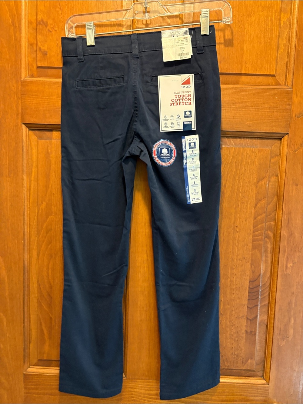 IZOD Boys Navy Flat Front Tough Cotton Stretch Pants